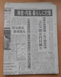 新聞紙 日本経済新聞 2008年10月11日 古紙 1部