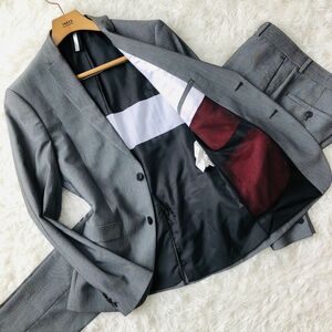 ザラマン【ZARA MAN】スーツ　セットアップ　テーラードジャケット　バーズアイ　グレー　L　センターベンド　ストレッチ　ブレザー　113