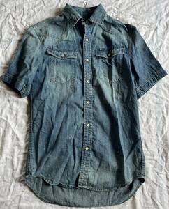 G-STAR RAW ジースター ロウ 通年 LANDOH SHIRT デニムシャツ　半袖シャツ　定番　XS