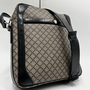 美品/希少●GUCCI グッチ ディアマンテ メンズ ショルダーバッグ サコッシュ カメラバッグ 斜め掛け レザー PVC メンズ ビジネス 総柄 