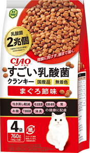 いなばペットフード CIAO すごい乳酸菌クランキー まぐろ節味 760g(190g×4袋) 猫用フード