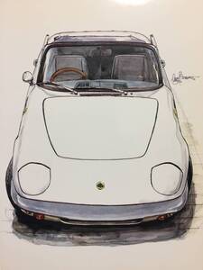 【正規品 絶版】Bowイラスト ポストカード ロータス エランS3 カーマガジン Lotus Elan S3 絵葉書 旧車 絵