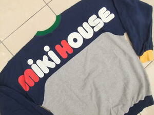 希少レア品◆MIKI HOUSE ミキハウス◆L◆ビックロゴ文字長袖トレーナー◆日本製