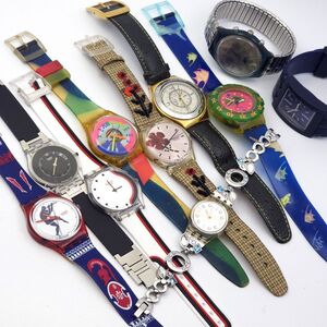 1円 まとめ swatch スウォッチ QZ 電池切れ ジャンク品 10本セット メンズ＆レディース KN1263T（BB 53）