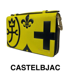 カステルバジャック　CASTELBAJAC　牛革サードバッグ　牛革ラウンド財布　牛革セカンドバッグ　男女兼用　081201-2　イエロー