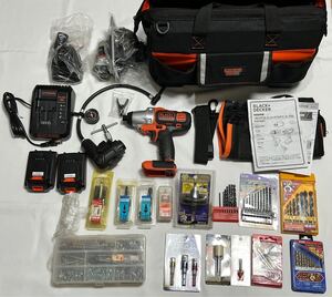 ◆◇ BLACK＆DECKER 電動マルチ工具 4点セット 中古(未使用パーツあり) ドリルビット・ホールソーなど多数付き◇◆最終値下げ