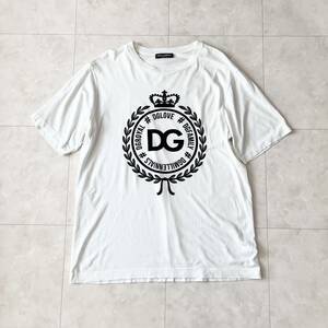 極美品/Lサイズ 大きめ●ドルチェアンドガッバーナ 半袖 Tシャツ 春夏 DOLCE&GABBANA D&G エンブレム ロゴマーク 白 ホワイト