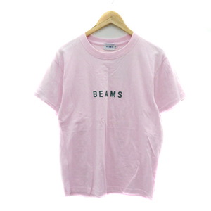 未使用品 ビームス BEAMS Tシャツ カットソー 半袖 ロゴ M ピンク 緑 グリーン /YK19 メンズ