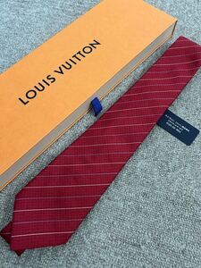 【使用1回、箱・タグ有り】LOUIS VUITTON 赤 ストライプ ネクタイ