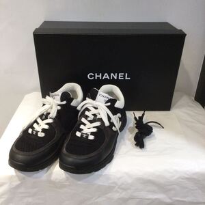 CHANEL シャネル COCOMARKココマーク メッシュ×レザー スニーカー G383001 メンズ ブラック 25cm 677570