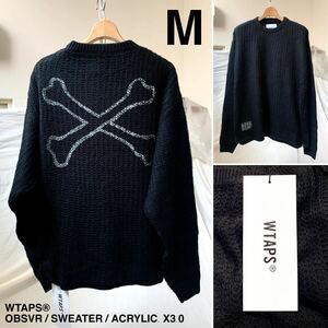 M 新品 2023AW WTAPS ダブルタップス OBSVR / SWEATER / ACRYLIC. X3.0 232MADT-KNM02 クロスボーン ニット セーター 黒 ブラック 送料無料