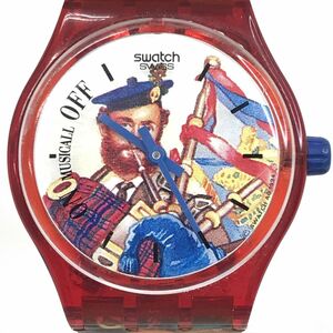 美品 Swatch スウォッチ Musicall ミュージコール DUDELSACK 腕時計 SLR101 クオーツ アート イラスト 個性的 電池交換済 動作確認済