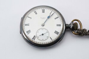 エルジン 懐中時計 U.S.A クロノグラフ ラウンド シルバー 手巻き メンズ 腕時計 ELGIN