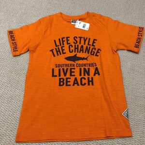 未使用 バックプリント 半袖Tシャツ オレンジ 130
