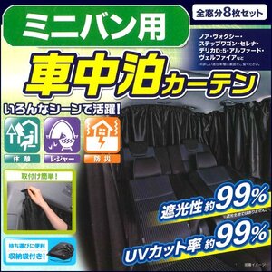 エルグランド セレナ カーテン ミニバン 汎用 車中泊 仮眠に 最適 プライバシーカーテン フリーサイズ 1台分セット ブラック 黒