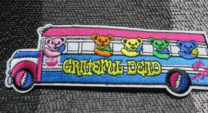 彩色バスBUS◆新品GRATEFUL DEAD グレイトフル・デッド DANCING BEAR ダンシングベア刺繍ワッペン◆音楽　ミュージック◇カラフル◆仲良し