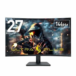 プリンストン ULTRA PLUS ゲーミングモニター 曲面ディスプレイ 27型ワイド (フルHD/144Hz/FreeSync/DisplayPort/VESA(中古品)　(shin