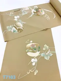 付け下げ 金駒刺繍 金彩 手描 正絹 反物