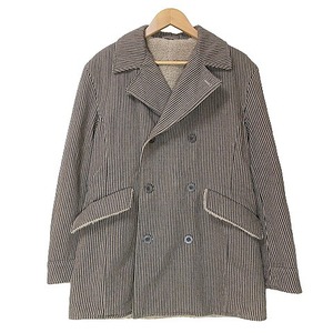 アー・ヴェ・ヴェ オム ミッシェルクラン a.v.v HOMME 中綿 ジャケット 裏ボア ダブル ストライプ M 茶 黒 ■GY01 X メンズ