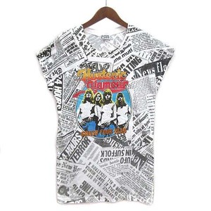 ヒステリックグラマー HYSTERIC GLAMOUR SMASH YOUR HEAD Tシャツ カットソー 総柄 フレンチスリーブ ホワイト 白 01171CT06 レディース