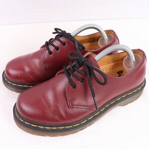 ドクターマーチン UK4/22.5cm-23.0cm/3ホール 1461 チェリー バーガンディ レザー ブーツ dr.martens レディース 古着 中古 dm3969