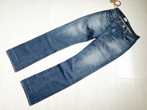 新品 CANTON OVERALLS キャントン オーバーオールズ デニム 500-110 インディゴ セルビッジ USED加工 5ポケット W28 L32 △3