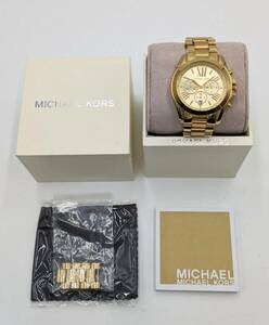 稼働品 美品 Michael Kors マイケルコース BRADSHAW 腕時計 クロノグラフ クォーツ MK-5605 GP 箱付き 予備コマ 取扱い説明書付き 現状品