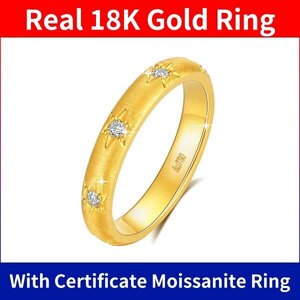 証明書付き、【18K Gold Ring】、モアッサナイト、米国サイズ7（日本の13、14号に相当）、最初の入札者様は開始価格で購入可能 aa