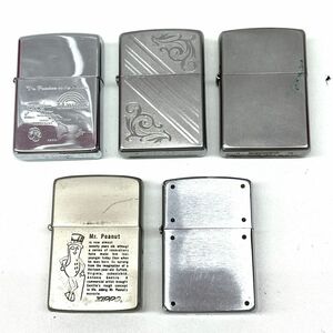 B014-△◎ ZIPPO ジッポ ライター 5点セット ピーナッツ ハワイ シルバーカラー USA 4点火花有 喫煙具 喫煙グッズ