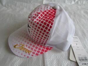 ミズノ 未使用 タグ付き JAPAN キャップ MIZUNO 一般 帽子 ロゴ 刺繍 サイズ フリー テニス バドミントン 等 ジャパン 