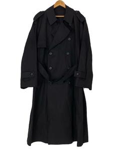 stein◆22AW/OVERSIZED TRENCH COAT/トレンチコート/S/コットン/ブラック/ST.404-1