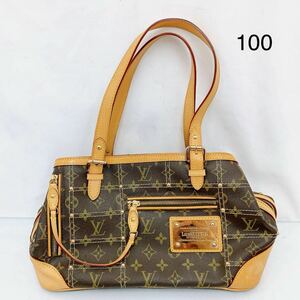 5SC160 ルイ ヴィトン LOUIS VUITTON モノグラム リヴェット トート バッグ ブラウン ゴールド 金具 中古 現状品