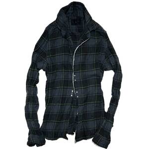 safari掲載 定価3.8万 junhashimoto FLANNEL WRINKLE CHECK HOOK SHIRT 3 グレー ジュンハシモト チェックフックシャツ 1piu akm wjk