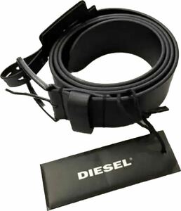 新品タグ付DIESELメンズのレザーベルト★DIESEL型押しロゴベルト★ブラック