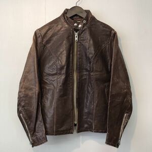 ビンテージ 60s 70s タロン TALON ZIP シングルライダース 14 S程 ライダース レザージャケット レザー 50s デカタロン 茶 ブラウン USA製