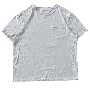 トミーヒルフィガー 半袖Tシャツ ロゴ刺繍 胸ポケット 夏物古着 q44① XL相当