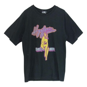 HYSTERIC GLAMOUR ヒステリックグラマー 02202CT22 × MEDICOM TOY メディコムトイ ガールプリント 半袖 Tシャツ ブラック系 【中古】