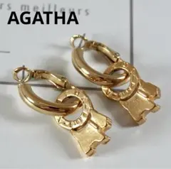 美品♡AGATHA アガタ ピアス チャーム テリア ゴールドカラー