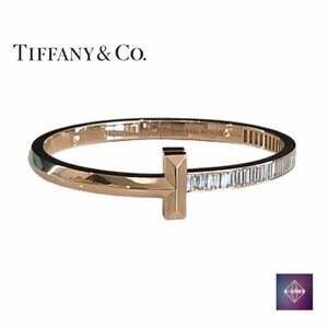 美品 Tiffany&Co. ティファニー 銀座本店・オンライン限定 ティファニーT ブレスレット T ワン ワイド ヒンジ バングル ダイヤモンド 中古