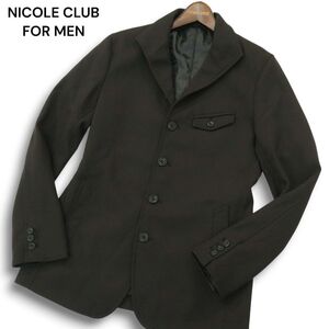 NICOLE CLUB FOR MEN ニコルクラブ フォーメン 秋冬 ヘリンボーン柄★ ワイヤー スタンドカラー ジャケット Sz.48　メンズ　A4T11466_A#N