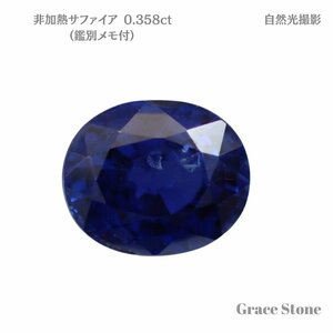 【非加熱】サファイアルース（0.358ct、鑑別メモ付）