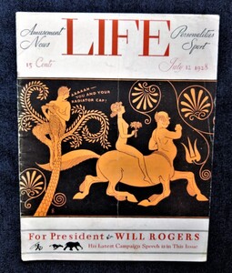 1928年 Life magazine ユーモア・風刺画 Fred G. Cooper ケンタウロスに乗る女性を叱るサテュロス/John Held Jr./Johnston＆Murphy/Coty