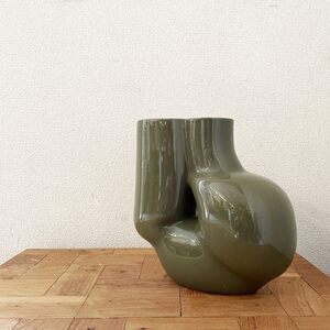 ◎ ヘイ HAY チュビー Chubby Vase フラワーベース オリーブグリーン H19.5cm Wang & Soderstrom デンマーク 北欧雑貨 参考価格￥18,700-