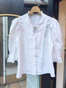 ヨーロッパ古着チロリアンブラウスvintageブラウス、blouse shirt 七分袖シャツLV750