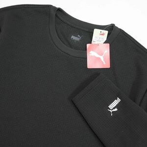 ★プーマ PUMA 新品 メンズ 快適 シンプル ロゴ入り トレーニング 長袖 ワッフル シャツ ロンT 灰 Lサイズ[3FPU104-GRY-L]三 弐★QWER★