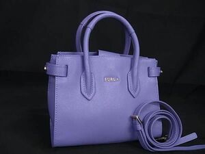 1円■極美品■ FURLA フルラ ピン レザー 2WAY クロスボディ ハンドバッグ ショルダーバッグ 斜め掛け ライトパープル系 FA8872