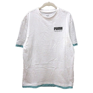 プーマ PUMA カットソー Tシャツ クルーネック プリント 半袖 M 白 ホワイト /MN メンズ