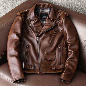 新品　ハレーバイクレザージャケット 上品　本革 高級牛革　ライダースジャケット 革ジャン Ｓ～4XL　秋冬　