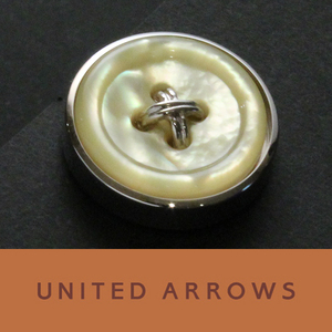 7377◆ユナイテッドアローズ◆ピンズ◆定価5,500円◆白蝶貝イエロー◆ピンバッチPINSボタン◆UNITED ARROWS◆新品