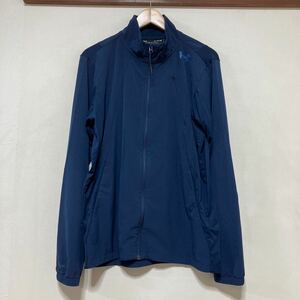 す1338 UNDER ARMOUR アンダーアーマー ソフトシェルジャケット XL ロゴプリント ネイビー